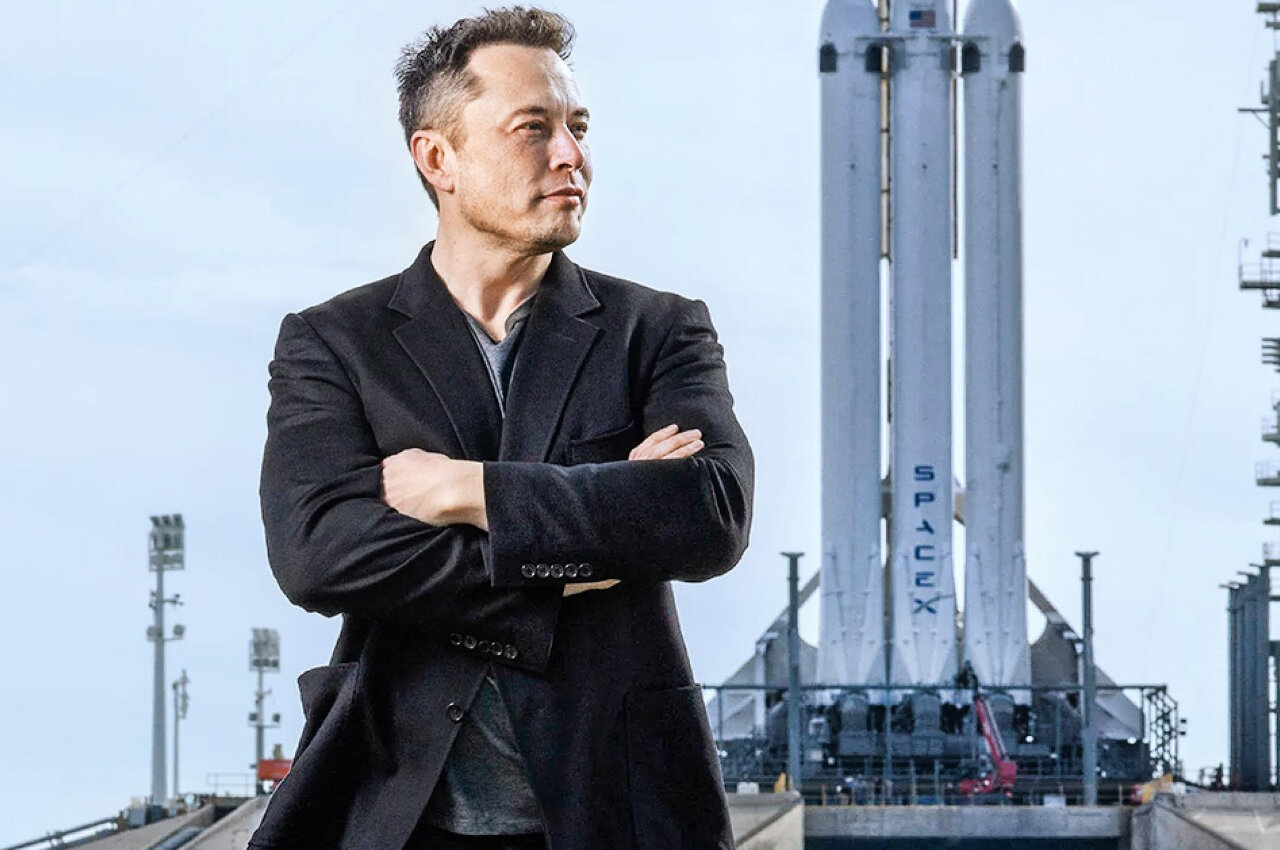 Elon Musk, durante lançamento anterior de foguete da SpaceX Foto---Todd Anderson/The New York Times)