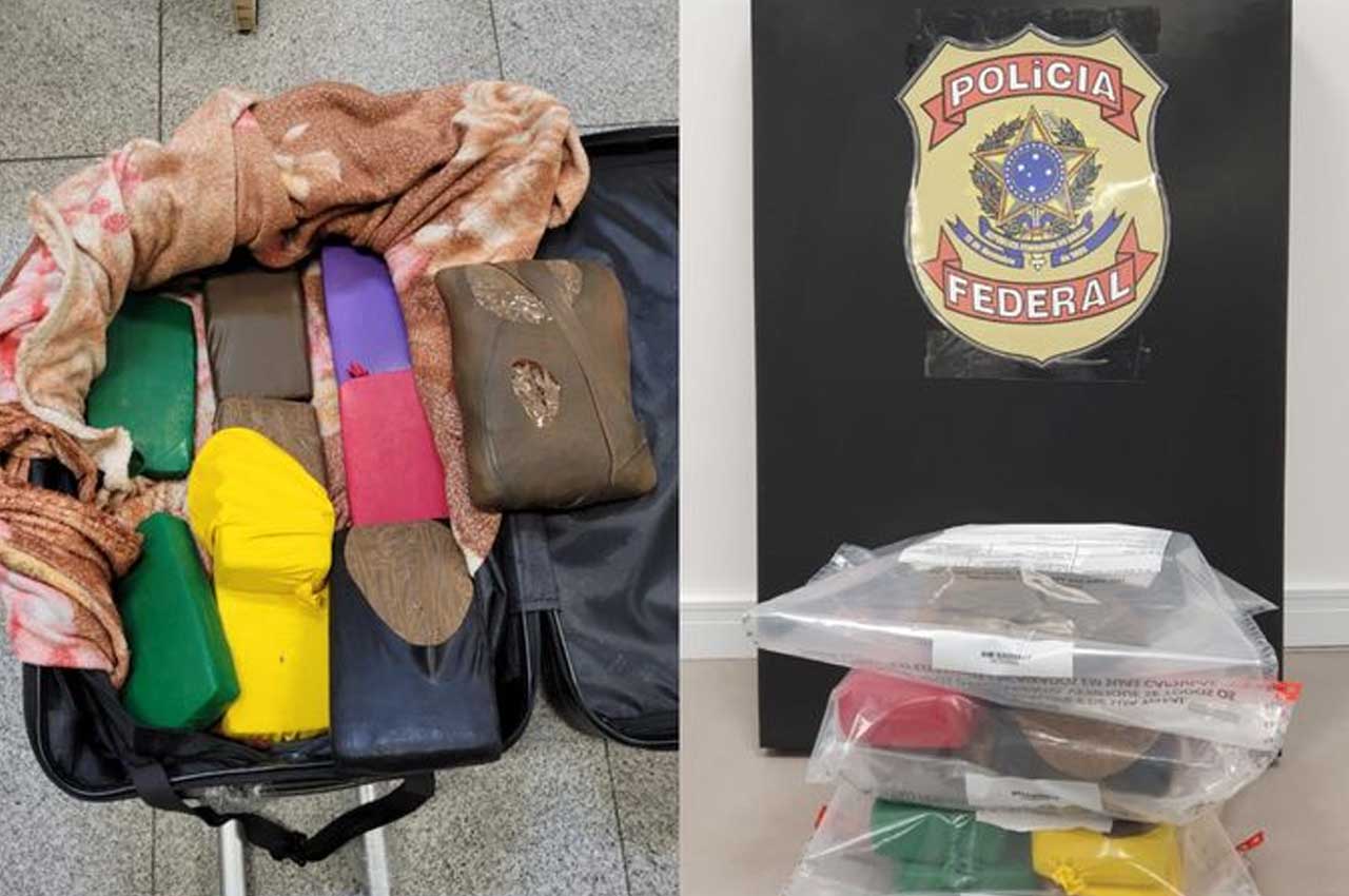 Dupla é presa em aeroporto de João Pessoa com 8 kg de cocaína na mala