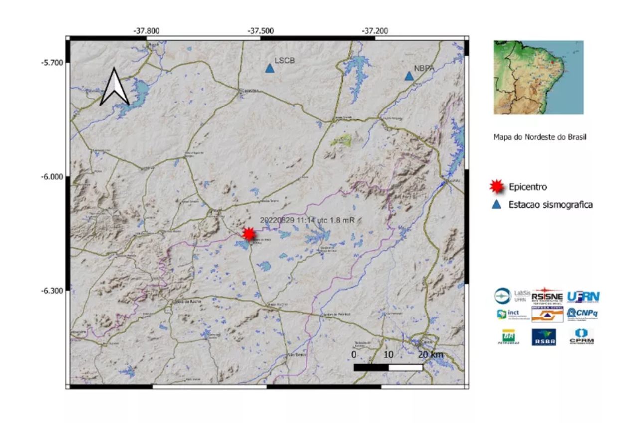 Tremor de terra é registrado na região de Belém do Brejo do Cruz foto---Divulgação/LabSis UFRN