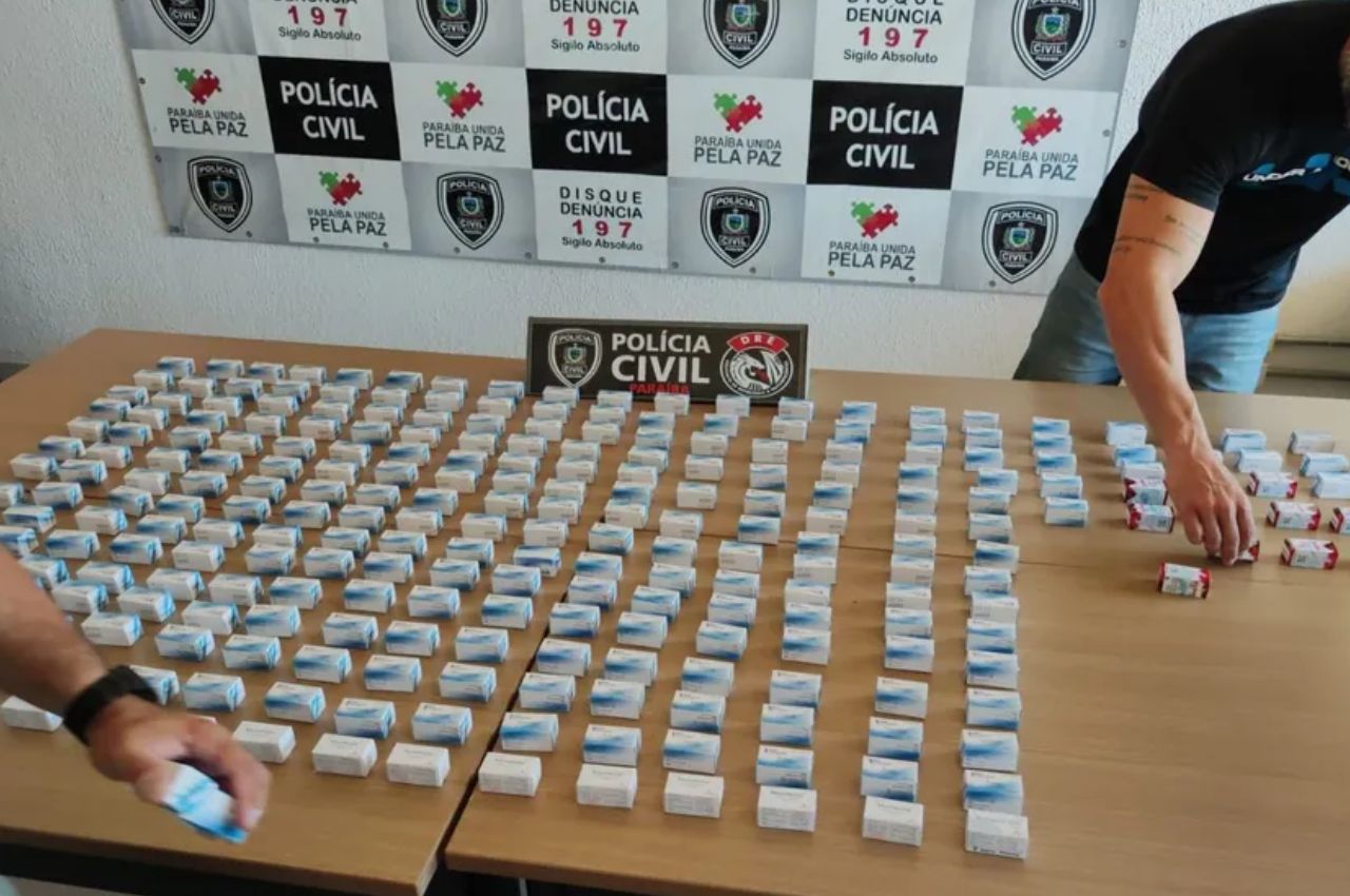 Polícia Civil apreende carga com 250 acixas de anabolizantes em João Pessoa. — Foto: Divulgação/Polícia Civil

